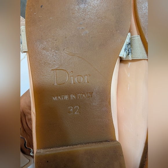 Dior Girls Pink Patent Flats with Logo Ribbon Sz 13 - Picture 4 of 6
